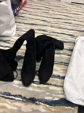 Stuart Weitzman Black Over-the-Knee Stretch Suede Boots